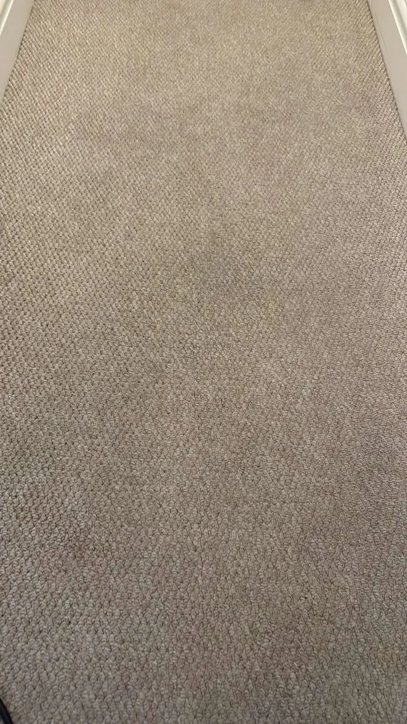 Beige looped carpet running along a skirting board